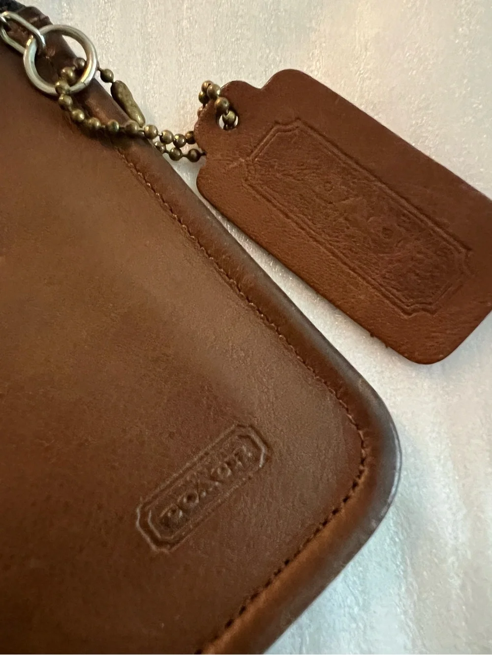 Coach vintage Tabac leather Skinny Make-Up cosmetic bag purse pouch